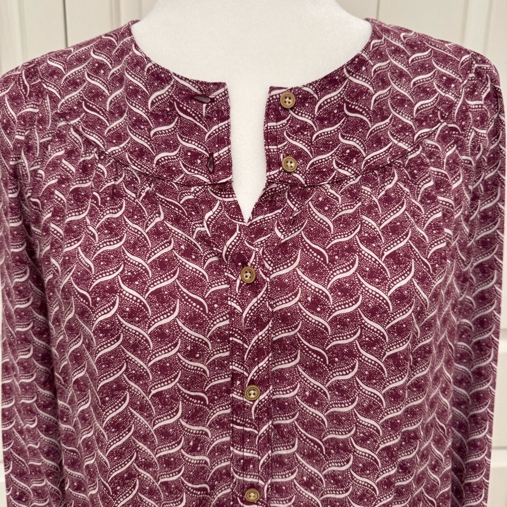 Anthropologie Maeve Orli Purple Geo Print Bibbed Rayon Blouse XS - Picture 12 of 17